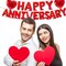 16" Red HAPPY ANNIVERSARY Letter Balloons with 18" Heart-Shaped Foil Balloons